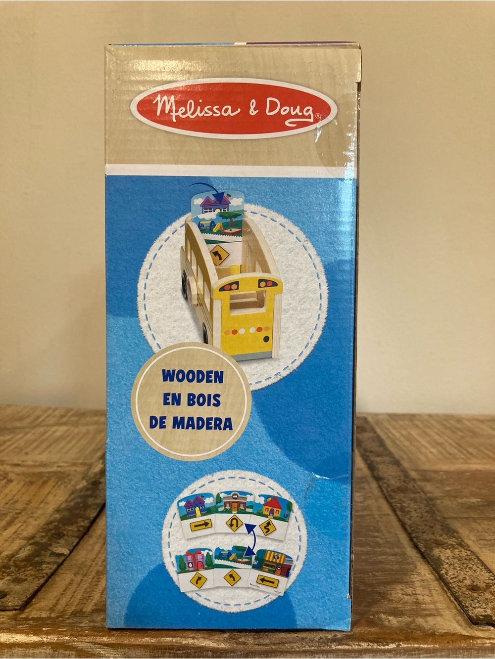 Melissa & Doug Blue's Clues & You Yellow Wooden Pull-Back School Bus Playset - Picture 9 of 15